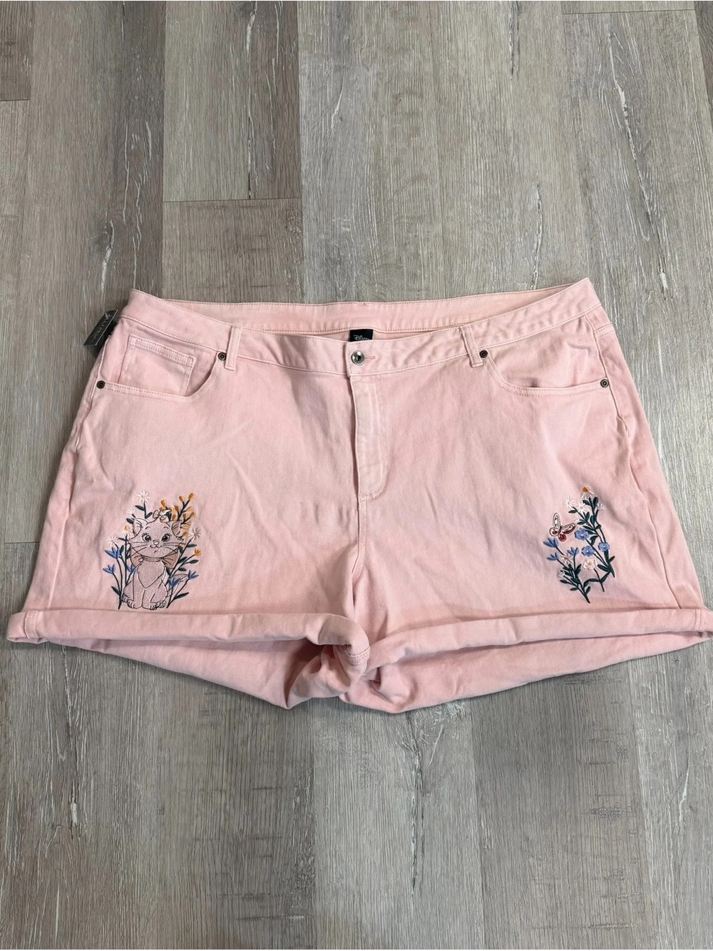Disney Light Pink The Aristocats Embroidered Denim Shorts - Size 24
